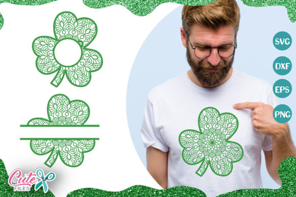 Clover Zentangle Monograms Frames: Graphics for T-Shirt