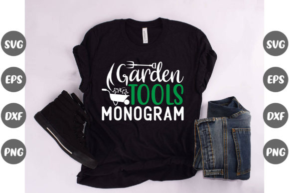 Garden Design, Garden Tools Monogram Graphics and T-Shirt Designs