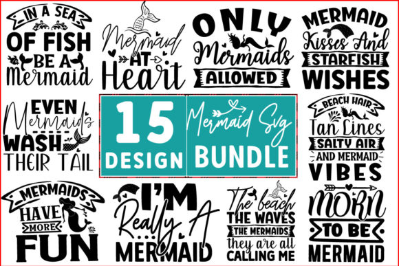 Mermaid SVG T Shirt Design Bundle for Graphics & Crafts