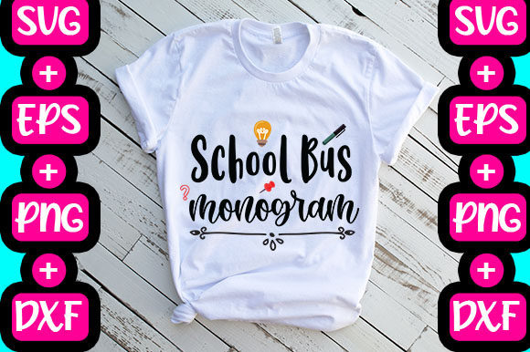 School Bus Monogram: Graphics for T-Shirt Designs and Branding