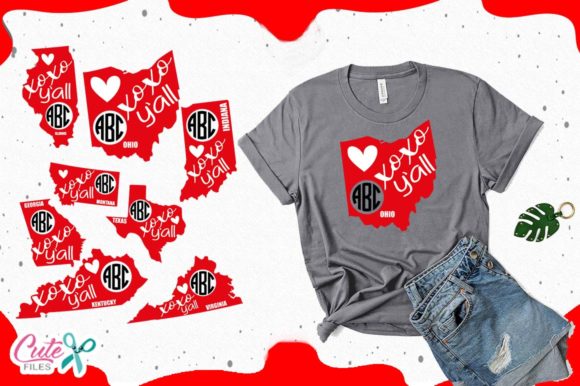 States Monogram Monogram Frames: Graphics & T-Shirt Designs