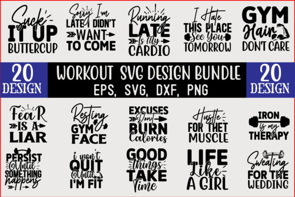 Workout SVG T Shirt Design Bundle